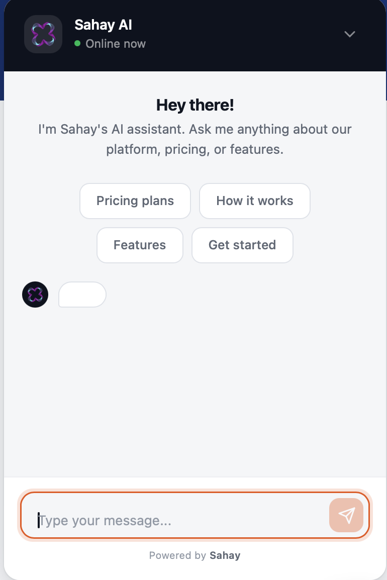 Sahay Website AI Chatbot Widget